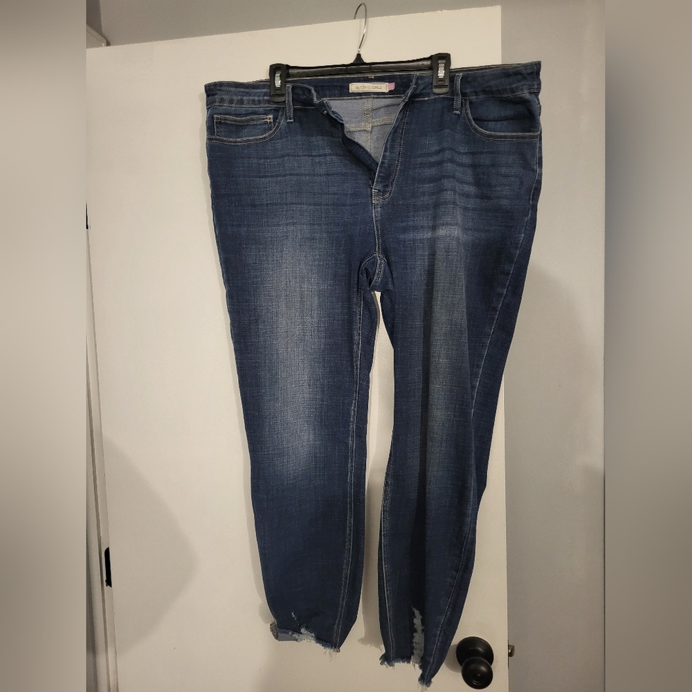 Plus size distressed jeans